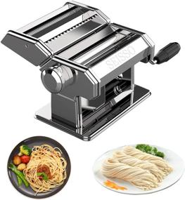 img 4 attached to 🍝 Stainless Steel Pasta Maker - Manual Hand Crank Noodle Roller for Homemade Spaghetti, Fettuccini, Lasagna, and More