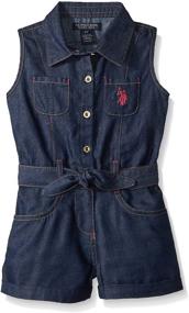 img 1 attached to Stylish U S Polo Assn Toddler Romper: Girls' Jumpsuits & Rompers for Trendy Little Ones