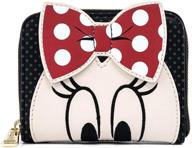 🎀 loungefly disney minnie mouse bow face faux leather zip around wallet logo