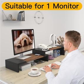 img 2 attached to 🖥️ Улучшите своё рабочее пространство с WESTREE Dual Monitor Stand Riser - Регулируемый по длине и углу ПК стенд с 2 полками для компьютерных экранов.