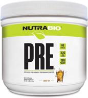 🍵 nutrabio pre workout powder - enhanced stamina, cognitive focus, prolonged performance - all-natural flavors, sweeteners, pigments - amino acid complex, citrulline, caffeine, electrolytes - sweet tea logo