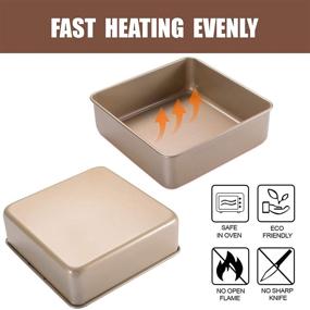 img 1 attached to JOHO BAKING Nonstick Square Cake Pan Set - Deep Baking Pans for Perfectly Baked Cakes - 2-Piece Set, 8x8in and 9x9in - Gold Finish