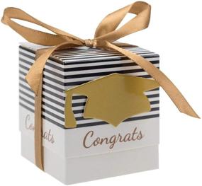 img 3 attached to 🎓 JANOU Graduation Gift Paper Candy Boxes DIY with Congrats Cap Stripes - Cardboard Sweet Boxes for Graduation Ceremony Party Favors (Pack of 24) - Including Ribbons