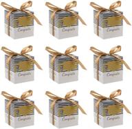 🎓 janou graduation gift paper candy boxes diy with congrats cap stripes - cardboard sweet boxes for graduation ceremony party favors (pack of 24) - including ribbons logo