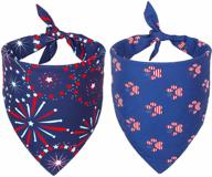 🐶 4th of july dog bandana for small, medium, large dogs & cats - american flag design - pack of 2 (blue) логотип