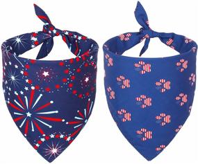 img 4 attached to 🐶 4th of July Dog Bandana for Small, Medium, Large Dogs & Cats - American Flag Design - Pack of 2 (Blue)