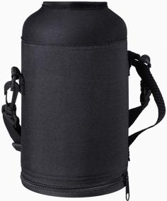 img 4 attached to 🥤 BUZIO Insulated Water Bottle Holder Carrying Pouch - Fits 64oz, 87oz, and 128oz Bottles | Military Grade Carrier with Adjustable Padded Shoulder Strap | Carry, Protect, and Keep Your Flask Cold