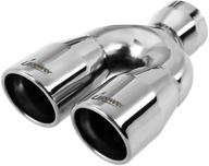 🚀 upower 2.5 to 3 inch dual exhaust tip | 2.5" inlet 3" outlet | 9.5" length tailpipe tips | 304 stainless steel | polished | 1.2mm thickness | double wall slant rolled edge logo