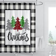 🎄 buffalo plaid merry christmas trees shower curtain: farmhouse winter bathroom decor 72 x 72 inches logo