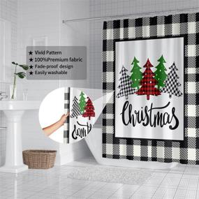img 1 attached to 🎄 Buffalo Plaid Merry Christmas Trees Shower Curtain: Farmhouse Winter Bathroom Decor 72 x 72 Inches