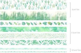 img 3 attached to Cute Green Plants Floral Animals Decorative Washi Tape Set: Ideal for Scrapbooks, Journals, DIY Decor and Crafts (Green - 8 Rolls)