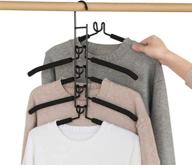 👕 space-saving non-slip stainless steel clothing hangers - 5-in-1 blouse, shirt, sweater, coat organizer for closet (black) logo