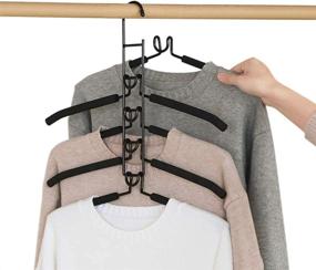 img 4 attached to 👕 Space-Saving Non-Slip Stainless Steel Clothing Hangers - 5-in-1 Blouse, Shirt, Sweater, Coat Organizer for Closet (Black)