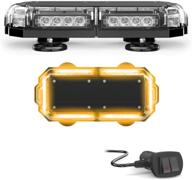 🚨 speedtech lights mini 14 high-powered 72w led strobe lights for trucks, cars, plows, and emergency vehicles - magnetic roof mount, amber/amber (yellow/yellow) logo