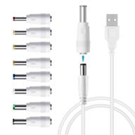 🔌 lanmu universal 5v dc power cable, 8-in-1 with interchangeable plugs connectors adapter – compatible with router, mini fan, speaker, and more devices – usb to dc charging cord logo