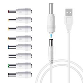 img 4 attached to 🔌 LANMU Universal 5V DC Power Cable, 8-in-1 with Interchangeable Plugs Connectors Adapter – Compatible with Router, Mini Fan, Speaker, and More Devices – USB to DC Charging Cord