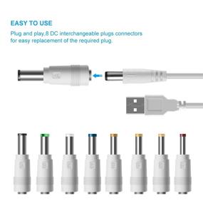 img 2 attached to 🔌 LANMU Universal 5V DC Power Cable, 8-in-1 with Interchangeable Plugs Connectors Adapter – Compatible with Router, Mini Fan, Speaker, and More Devices – USB to DC Charging Cord