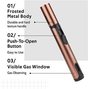 img 2 attached to 🔥 Torch Lighter - Windproof Jet Flame Butane Lighter with Fuel Window + Refillable Pen Lighter for Grill BBQ Candle Camping (Brown) - Butane Not Included