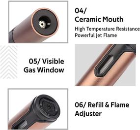 img 1 attached to 🔥 Torch Lighter - Windproof Jet Flame Butane Lighter with Fuel Window + Refillable Pen Lighter for Grill BBQ Candle Camping (Brown) - Butane Not Included