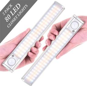 img 4 attached to 🔦 GLPE Indoor Rechargeable LED Motion Sensor Light, 2 Pack of 80 LED Closet Lights with 1800mAh Battery for Kitchen Cabinets and Under Cabinet Lighting