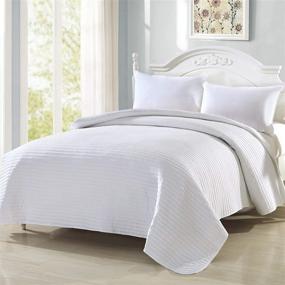 img 4 attached to 🛏️ Super Soft Polyester Quilt Bedspread for King Size Bed - Stripe-White by Simple&amp;Opulence