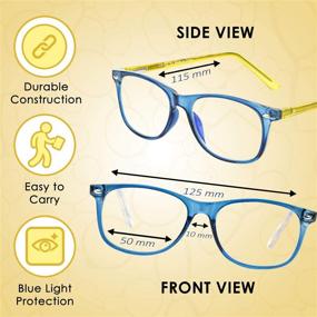 img 3 attached to 👓 Kids Anti-Eyestrain Blue Light Blocking Glasses for Computer Gaming (Ages 3-10) - Flexible Blue Square Frame with Yellow Temples, Video Phone Screen Eyewear