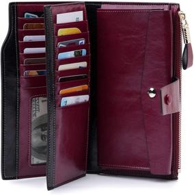 img 3 attached to Premium Women's Clutch Wallet - Genuine Leather Checkbook (Purple)