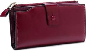 img 2 attached to Premium Women's Clutch Wallet - Genuine Leather Checkbook (Purple)
