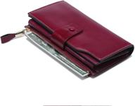 premium women's clutch wallet - genuine leather checkbook (purple) logo