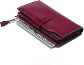 img 4 attached to Premium Women's Clutch Wallet - Genuine Leather Checkbook (Purple)