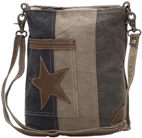 img 1 attached to 🌟 Stylish Star On Denim Canvas Shoulder Bag: Myra Bags S-0950