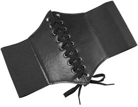 img 1 attached to 👗 Lamdgbway Retro Leather Corset Waist Belt: Stylish Lace-up Elastic Waist Belt for Women Grils