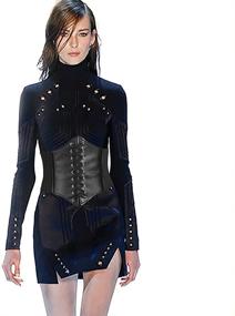 img 3 attached to 👗 Lamdgbway Retro Leather Corset Waist Belt: Stylish Lace-up Elastic Waist Belt for Women Grils