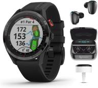 🏌️ всеобъемлющий набор для гольфа: черные гольф-часы garmin approach s62 premium gps с 3xct10 и черные наушники wearable4u black earbuds с портативным чехлом для зарядки. логотип