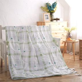 img 2 attached to 🌿 Stay Cool and Cozy: NATURETY Thin Comforter for Summer and Autumn - Green, King - Lightweight Duvet Insert Quilts with Checkered Print