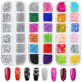 img 4 attached to 💅 Nail Art Rhinestones: 36 Styles Crystal Multi-color Nail Gems and Rhinestones for Makeup, Nail Salon, 3D Decoration. Perfect for Clothes DIY - 3 Box Set