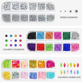 img 3 attached to 💅 Nail Art Rhinestones: 36 Styles Crystal Multi-color Nail Gems and Rhinestones for Makeup, Nail Salon, 3D Decoration. Perfect for Clothes DIY - 3 Box Set