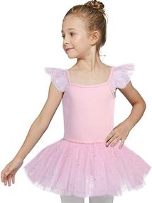 img 4 attached to Girls' Ballet Dance Leotard with Skirted Angel-Sleeve and Sparkling Tutu - Perfect for Toddlers