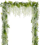 искусственная белая гирлянда из шелка для подвески цветов lvydec white artificial wisteria vine - комплект из 4-х, с общей длиной 28,8 фута - идеально подходит для украшения дома, сада, открытой церемонии на свадебном арке. логотип