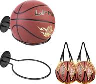 🏀 jjdparts 2 pack sports ball holder wall mount display rack with basketball net bags for various sports (2 pack) логотип