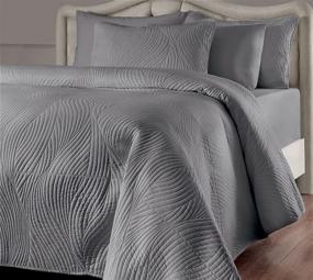 img 1 attached to 🛏️ Brielle Home Stream Essentials Bed Skirt, Queen, Grey: Elevate Your Bedroom Decor with a Stylish Touch