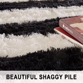 img 1 attached to PAGISOFE 4x6 Feet Black and White Striped Shaggy Area Rug – Plush Fuzzy Stripes Patterned Floor Carpet for Living Room, Bedroom, Kids Nursery – Fluffy Footcloth Accent Decor for Home Room