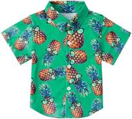 raisevern boys hawaiian cartoon print button down shirt - slim-fit short sleeve cool dress top for kids (2-8t) logo