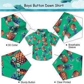 img 1 attached to RAISEVERN Boys Hawaiian Cartoon Print Button Down Shirt - Slim-Fit Short Sleeve Cool Dress Top for Kids (2-8T)