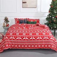 🦌 christmas deer comforter set with snowflake pattern - high grade fabric, ultra soft microfiber filled - red christmas tree bed set - queen size - includes 1 comforter and 2 pillowcases logo