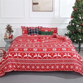 img 4 attached to 🦌 Christmas Deer Comforter Set with Snowflake Pattern - High Grade Fabric, Ultra Soft Microfiber Filled - Red Christmas Tree Bed Set - Queen Size - Includes 1 Comforter and 2 Pillowcases