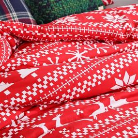 img 1 attached to 🦌 Christmas Deer Comforter Set with Snowflake Pattern - High Grade Fabric, Ultra Soft Microfiber Filled - Red Christmas Tree Bed Set - Queen Size - Includes 1 Comforter and 2 Pillowcases