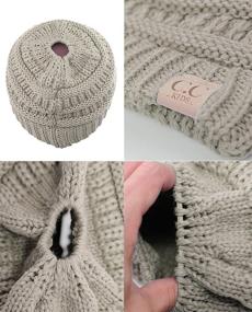 img 1 attached to 🎩 C.C BeanieTail Kids' Soft Cable Knit Ponytail Beanie Hat: Messy High Bun Style for Children