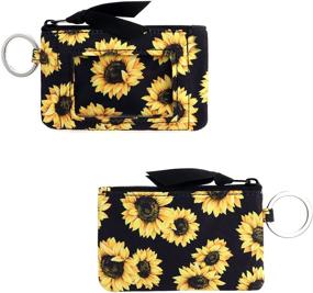 img 3 attached to 🌻 Кошелек и брелок DONGGANGAJI Women's Sunflower-04: Стильный чехол с молнией и брелоком