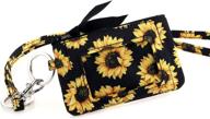 🌻 donggangaji women's sunflower-04 wallet and lanyard set: stylish zip id case with lanyard logo